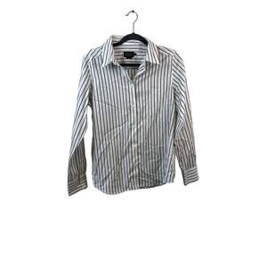 Pendelton Men's White and Black Striped Button Down Top Size 12